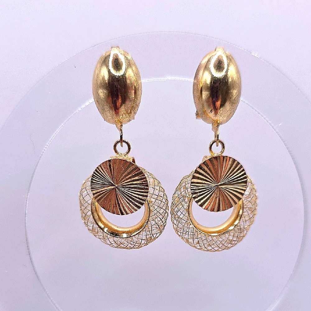 5/$25 Vintage Mesh Style Goldtone Faux Crystal Dangle Earrings